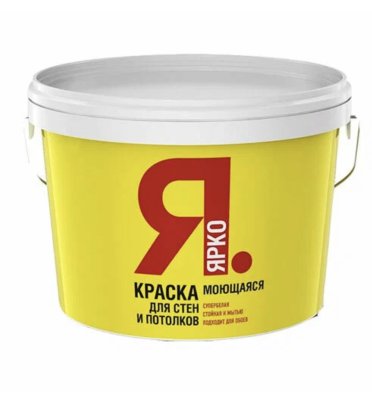 Краска ЯРКО для стен и потолков моющаяся, ведро 14 кг