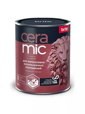 Краска BRITE CERAMIC для интенсивно используемых помещений база А, банка 0,9 л (О04589)
