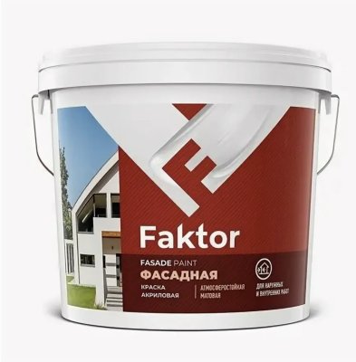 Краска FAKTOR фасадная белая, ведро 13 кг