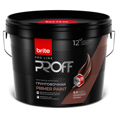 Краска BRITE PROFESSIONAL грунтовочная белая, ведро 9 л (О05284)