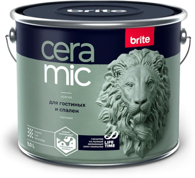 Краска BRITE CERAMIC для гостиных и спален база А, банка 0,9 л