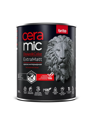 Краска BRITE CERAMIC для интенсивно используемых помещений ExtraMatt база А, банка 0,9 л (О06313)